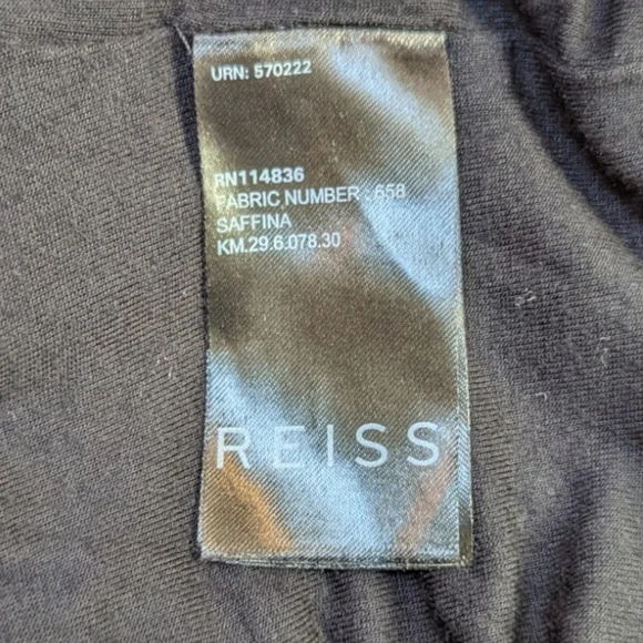 REISS Saffina Blue/Black Tropical Jacquard Jersey Bodycon Silhouette Dress (4) - Picture 4 of 5